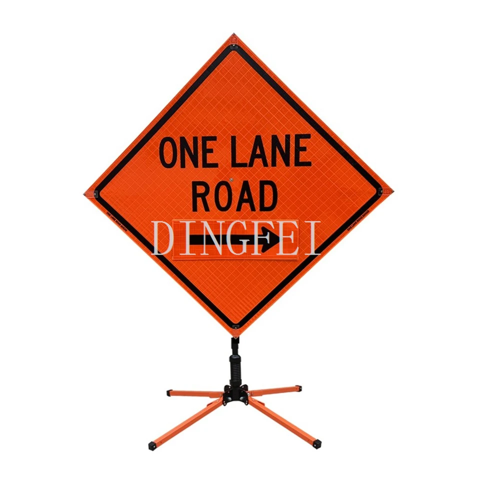 One Lane Road Ahead (velcro Around Ahead) Roll-Up Signs