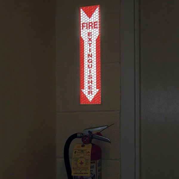 Reflective Fire Extinguisher Sign Sticker With Down Arrow